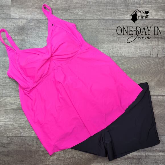 Aqua Eve Plus Size Cross Front Boyshort Tankini Swimsuit Size 20W - Picture 2 of 5